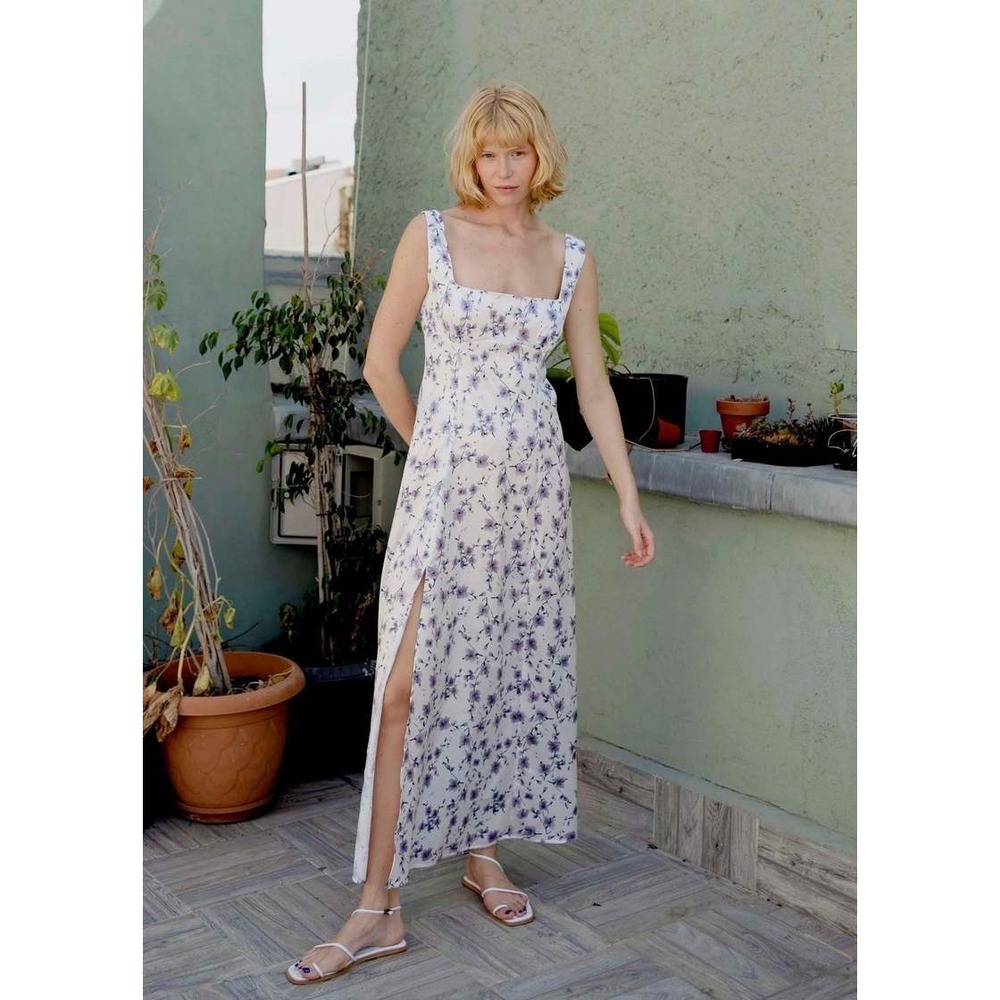 OHSEVENDAYS FLORAL‎ CAROLINE DRESS VISCOSE SATIN EUC SIZE M
